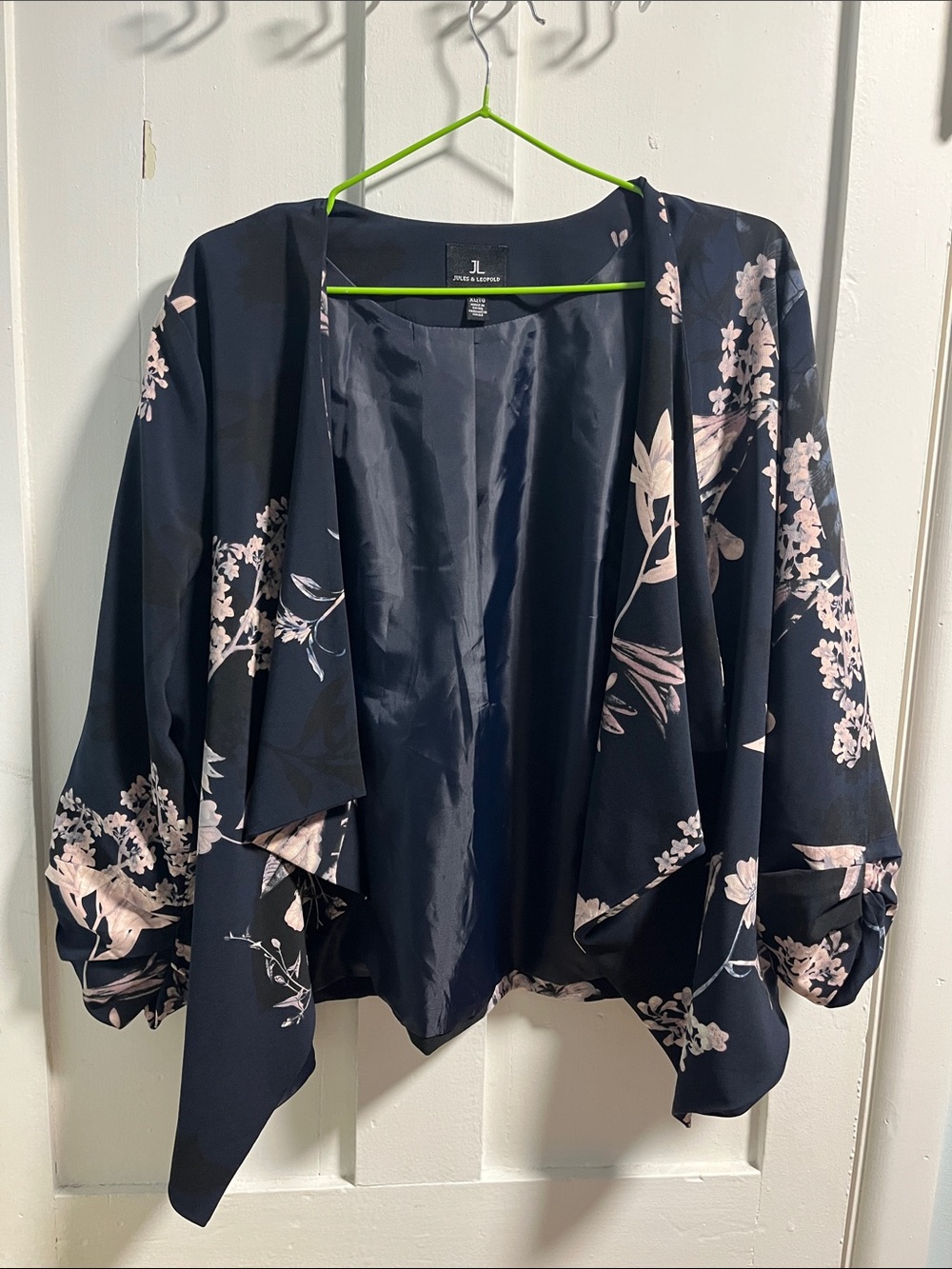 Jules & Leopold Navy Blue Floral Draped Blazer A041